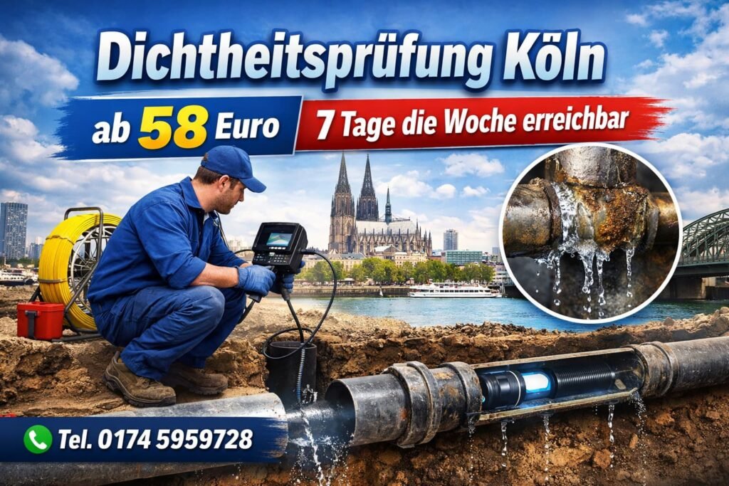 Dichtheitsprüfung Köln ab 58 Euro | 7 Tage die Woche erreichbar
