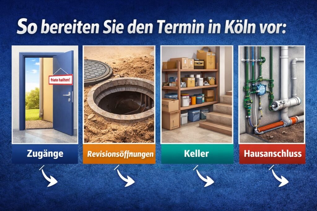 So bereiten Sie den Termin in Köln vor: Zugänge, Revisionsöffnungen, Keller und Hausanschluss