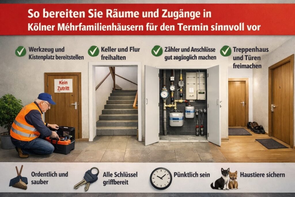 So bereiten Sie Räume und Zugänge in Kölner Mehrfamilienhäusern für den Termin sinnvoll vor