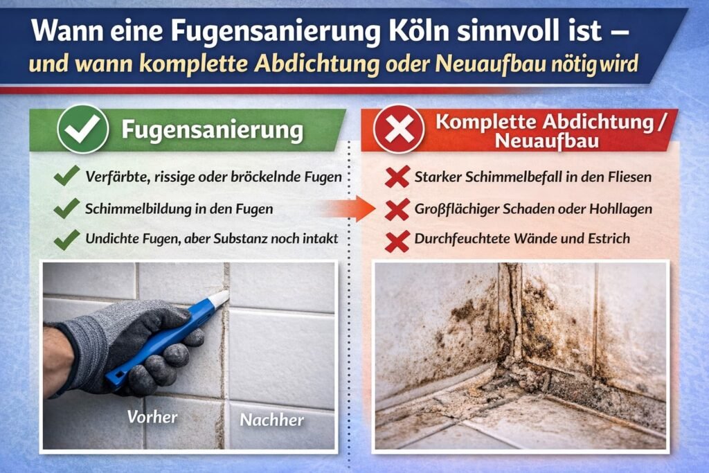 Wann eine Fugensanierung köln sinnvoll ist – und wann komplette Abdichtung oder Neuaufbau nötig wird
