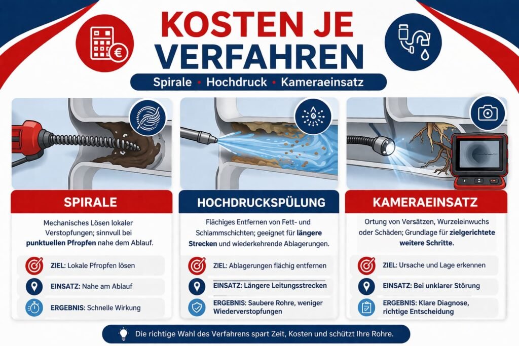 Kosten je Verfahren: Spirale, Hochdruck, Kameraeinsatz