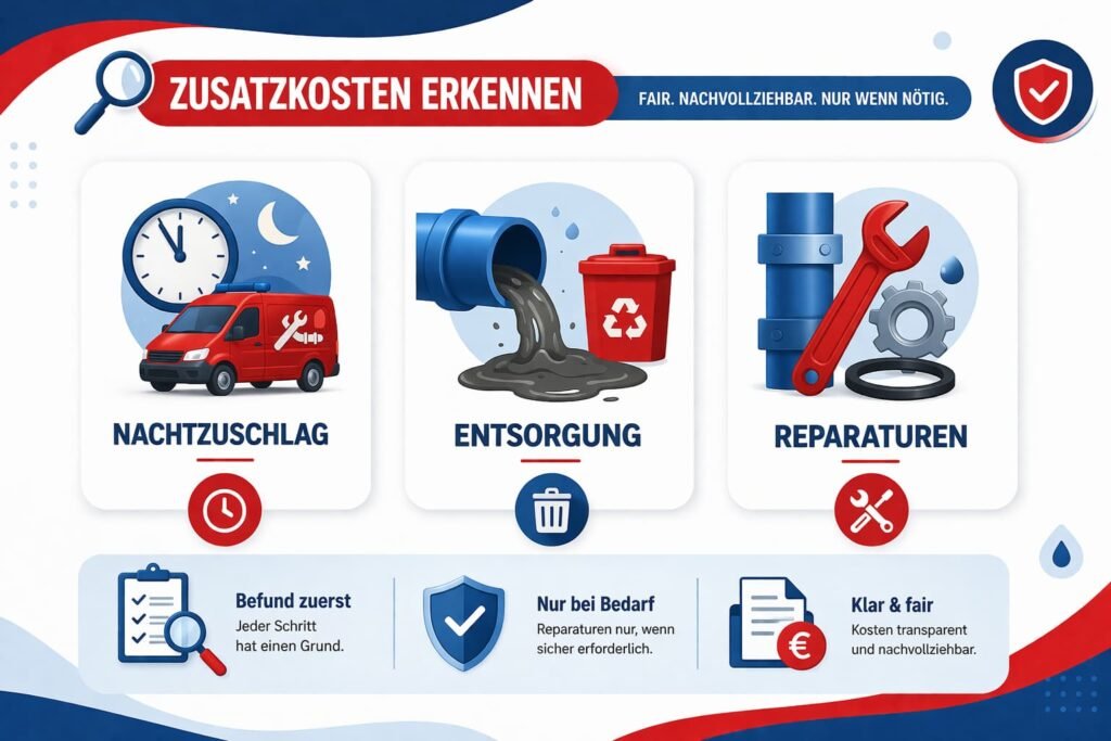Zusatzkosten erkennen: Nachtzuschlag, Entsorgung, Reparaturen
