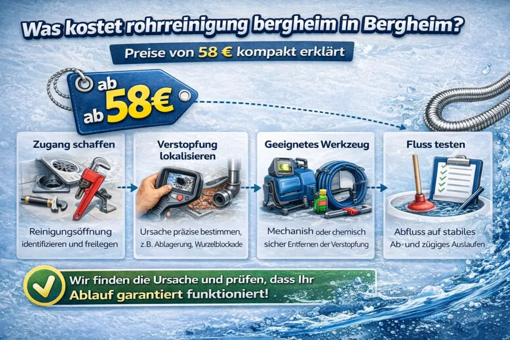 Was kostet rohrreinigung bergheim in Bergheim? Preise von 58 € kompakt erklärt