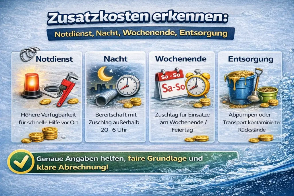 Zusatzkosten erkennen: Notdienst, Nacht, Wochenende, Entsorgung