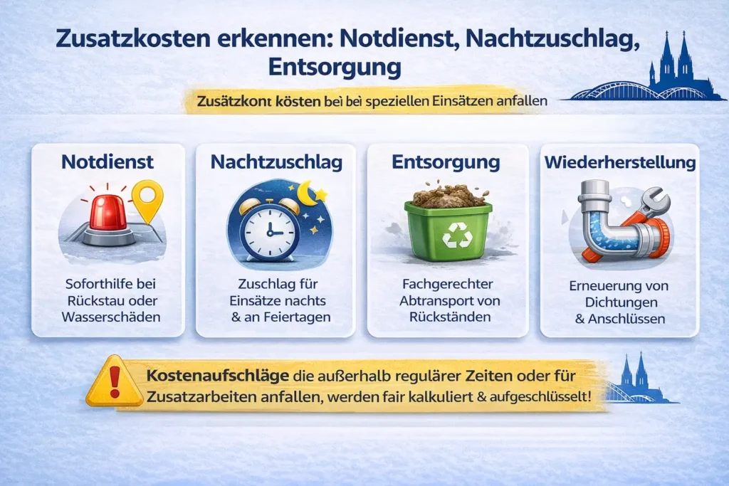 Zusatzkosten erkennen: Notdienst, Nachtzuschlag, Entsorgung