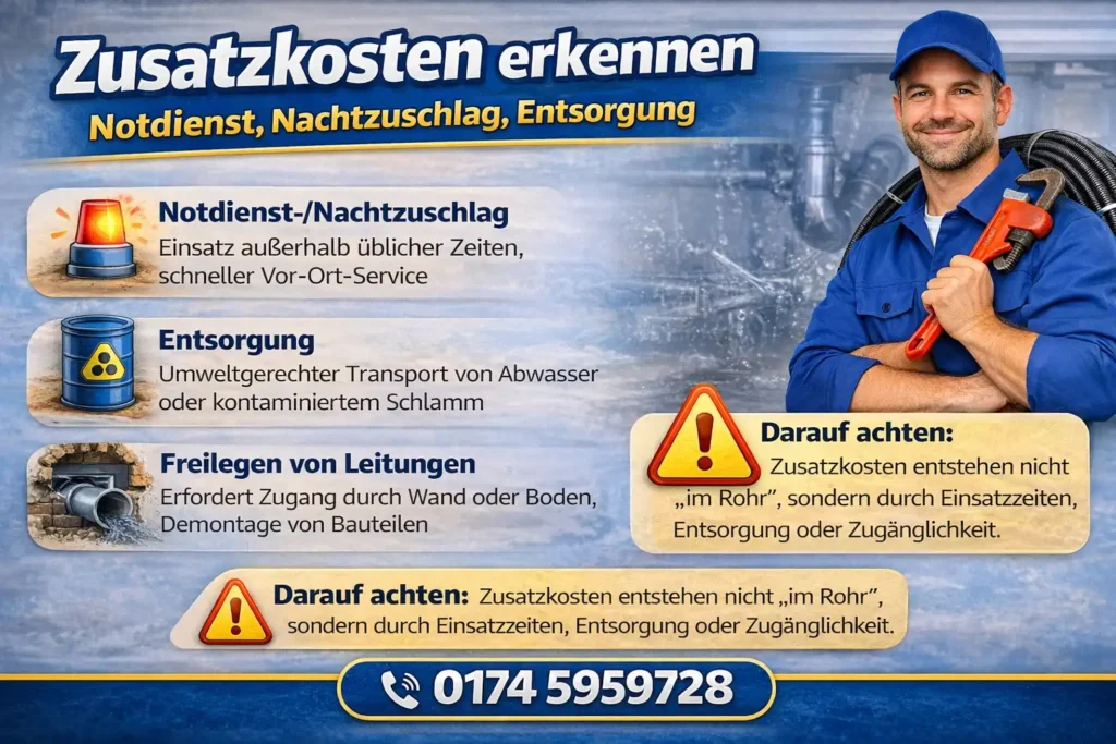 Zusatzkosten erkennen: Notdienst, Nachtzuschlag, Entsorgung