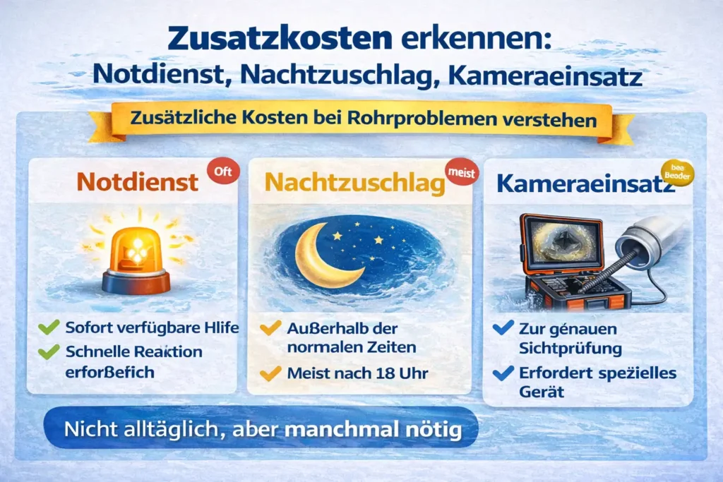 Zusatzkosten erkennen: Notdienst, Nachtzuschlag, Kameraeinsatz