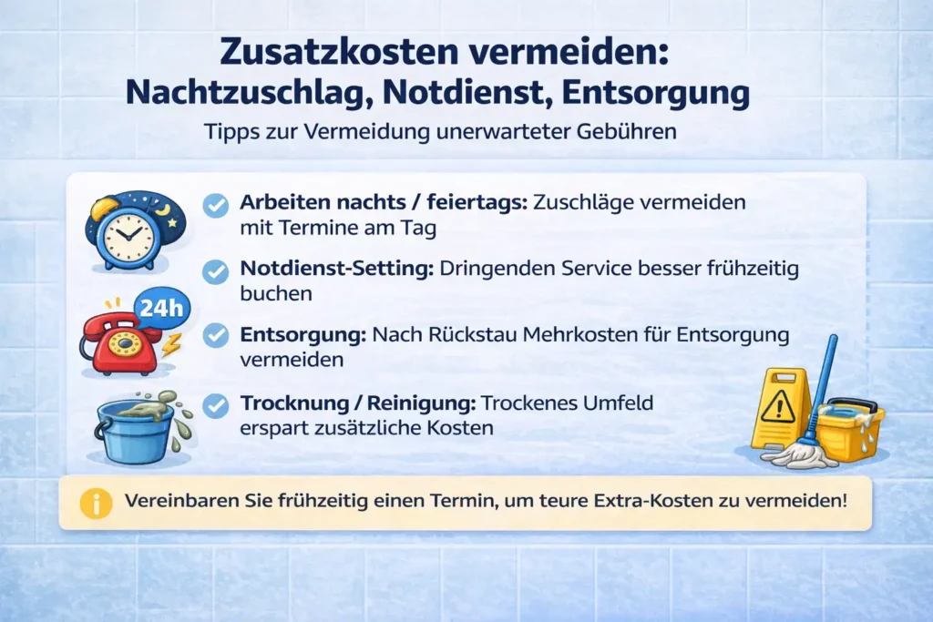 Zusatzkosten vermeiden: Nachtzuschlag, Notdienst, Entsorgung