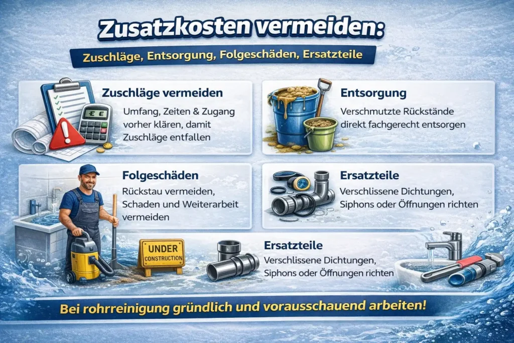 Zusatzkosten vermeiden: Zuschläge, Entsorgung, Folgeschäden, Ersatzteile